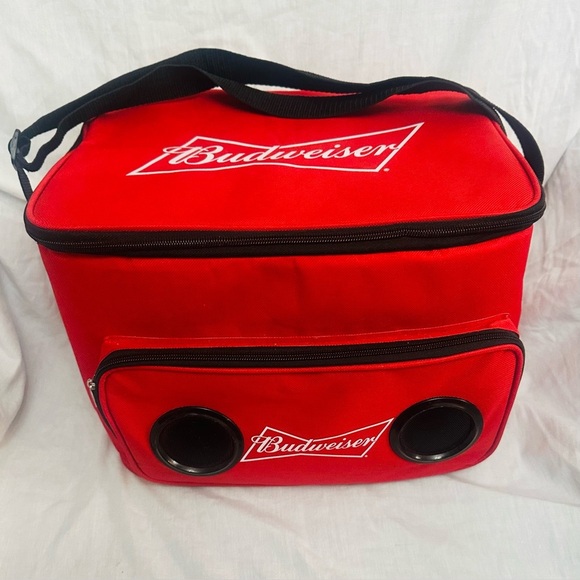 Budweiser Insulated Cooler Bag Bluetooth Speakers Pockets NWOT Never Used travel - Picture 1 of 4